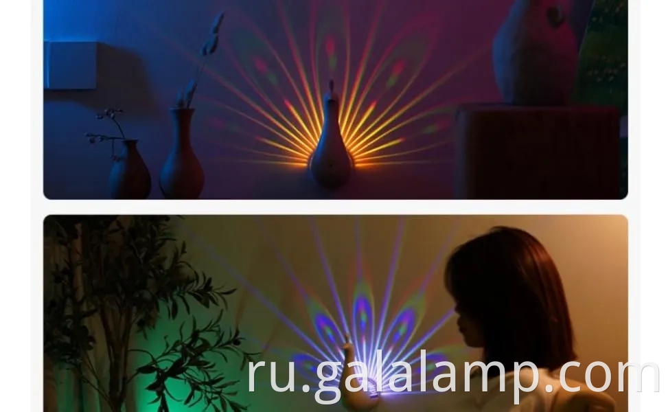 Peacock USB Desk Light: Пульт дистанционного управления рождественская радужная проекция ночная лампа